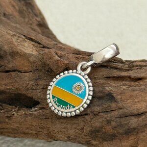 Pandora Rwanda Flag S925 Silver Dangle Charm